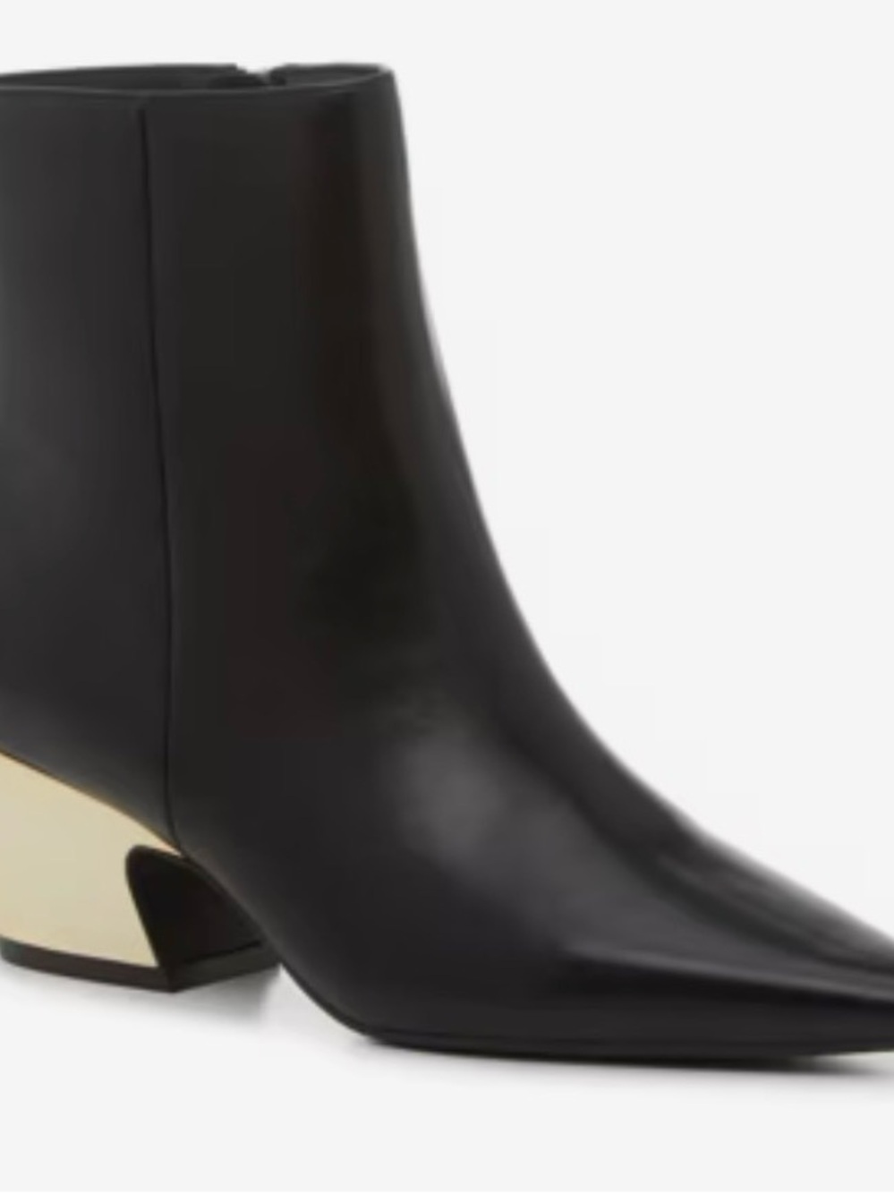Mix No. 6 Black Leather Ankle Boot with Gold Heel